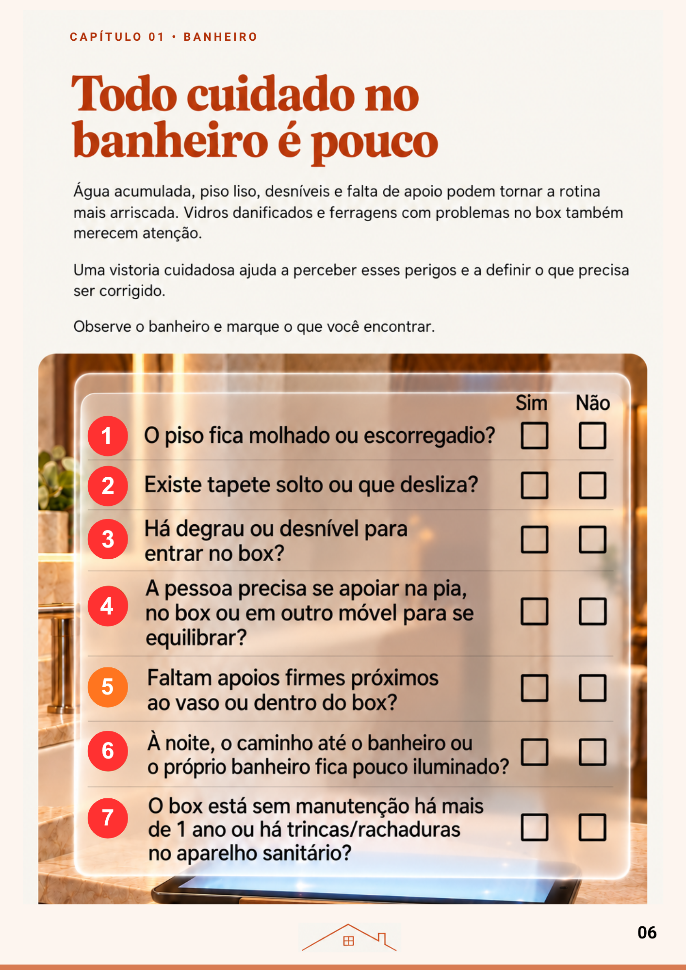 Página 6 da cartilha: Checklist do banheiro