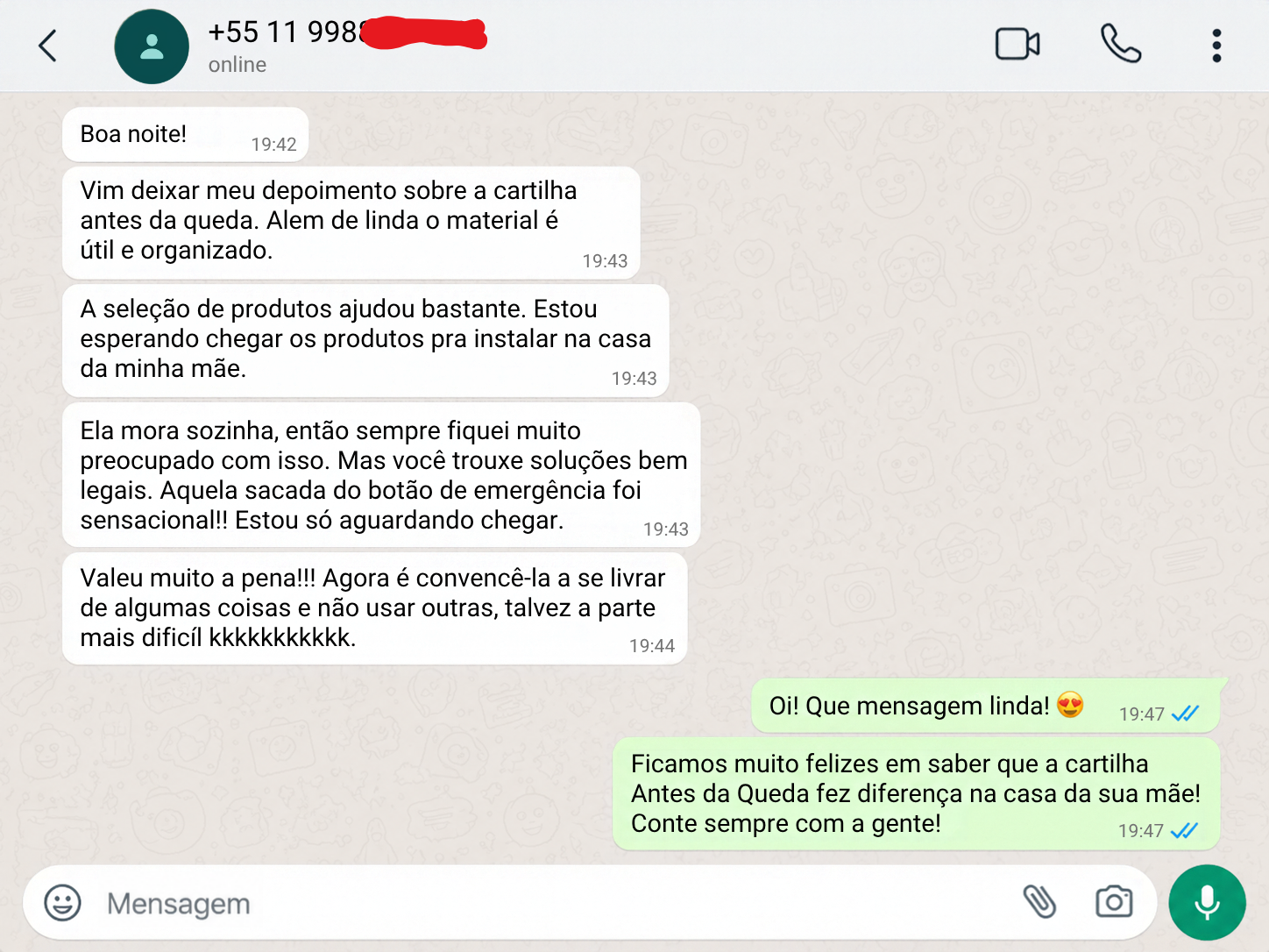 Depoimento real 1 de cliente da cartilha Antes da Queda